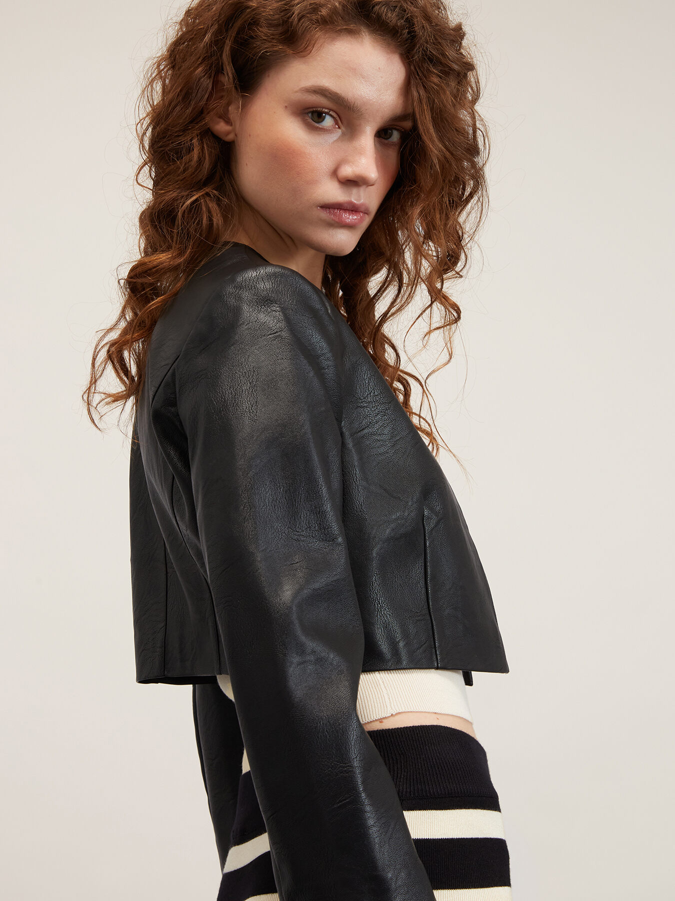 Bolero jacket in coated fabric image number 2