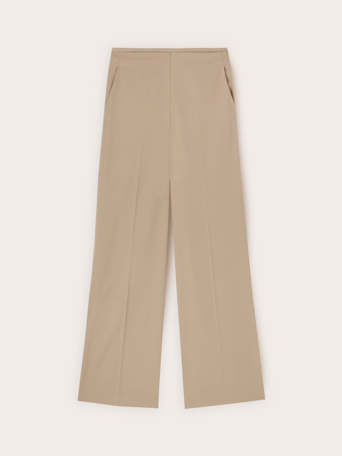 Wide-leg gabardine trousers with pressed crease image number 4