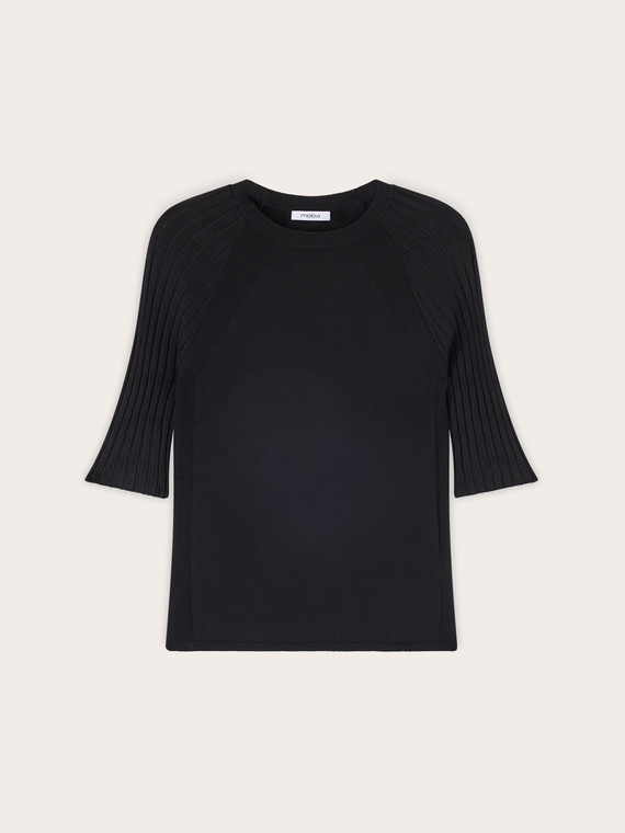 Pull en viscose avec manches raglan c&ocirc;tel&eacute;es