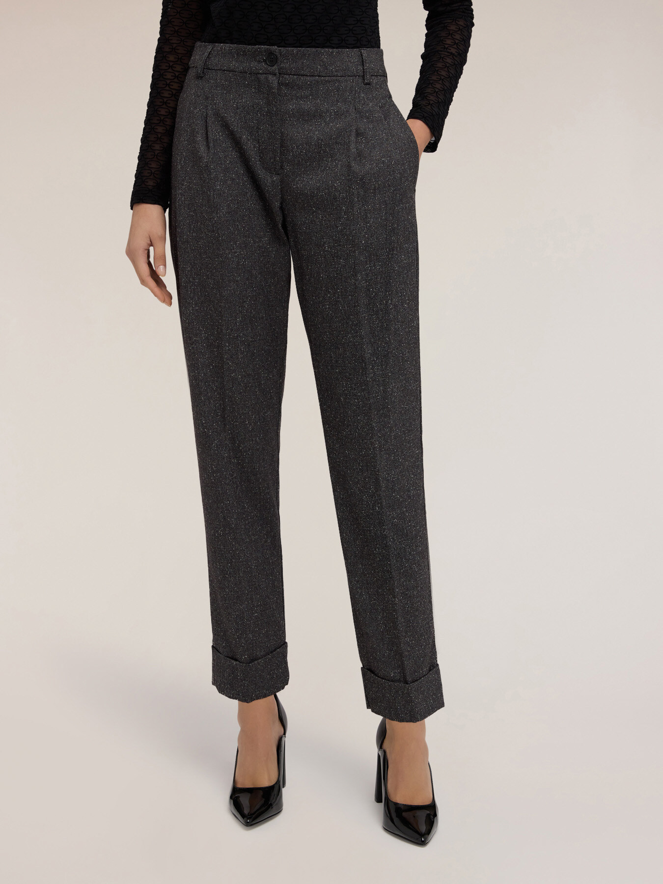 Pantalon à revers en fil teinté image number 2