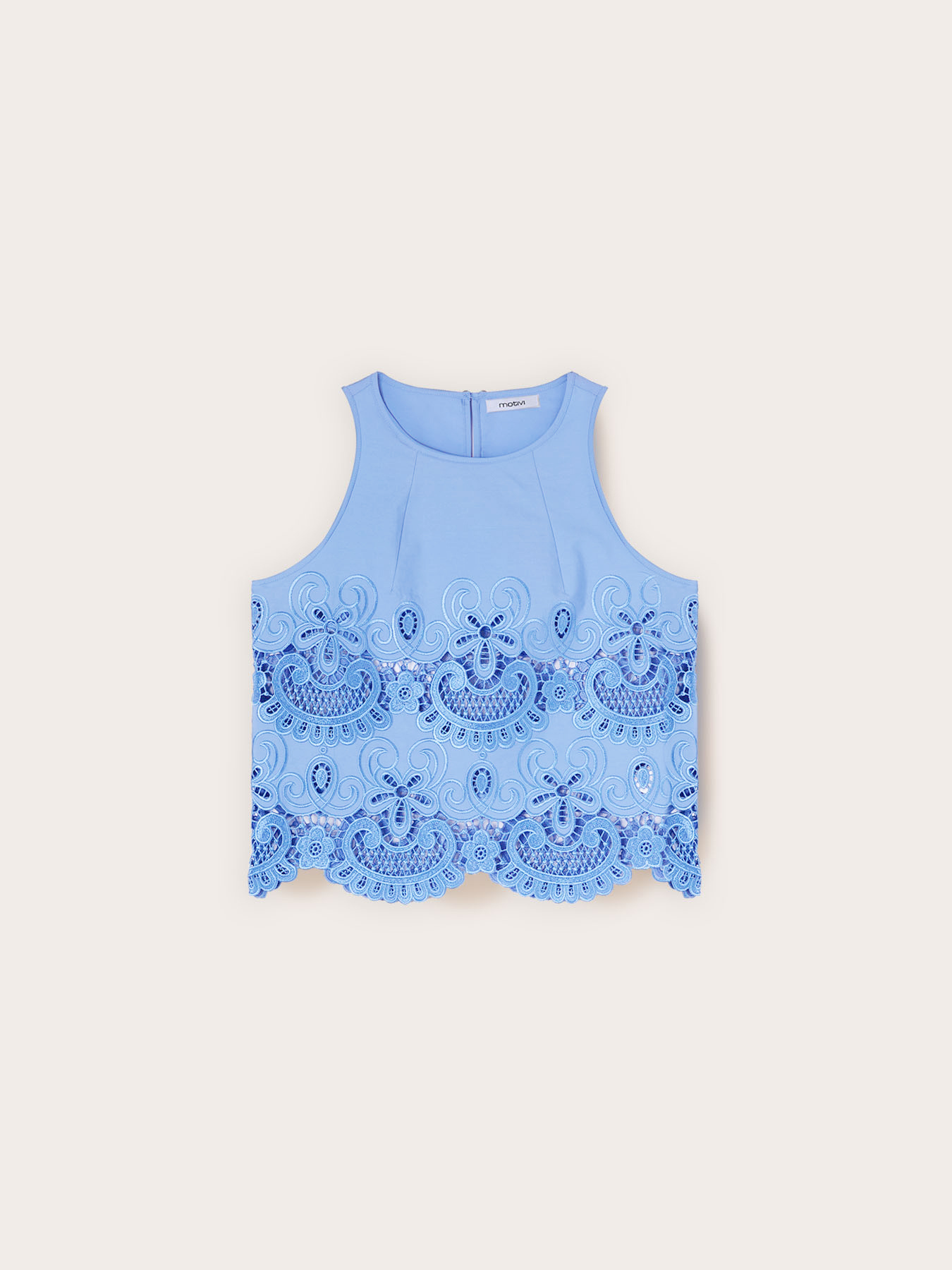 Poplin top with sangallo lace image number 4