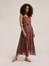 Long oversized lurex striped dress with ethnic pattern image number 0