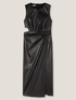 Long faux leather cut-out pattern dress image number 4