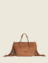 Suede effect tote bag with fringe image number 2