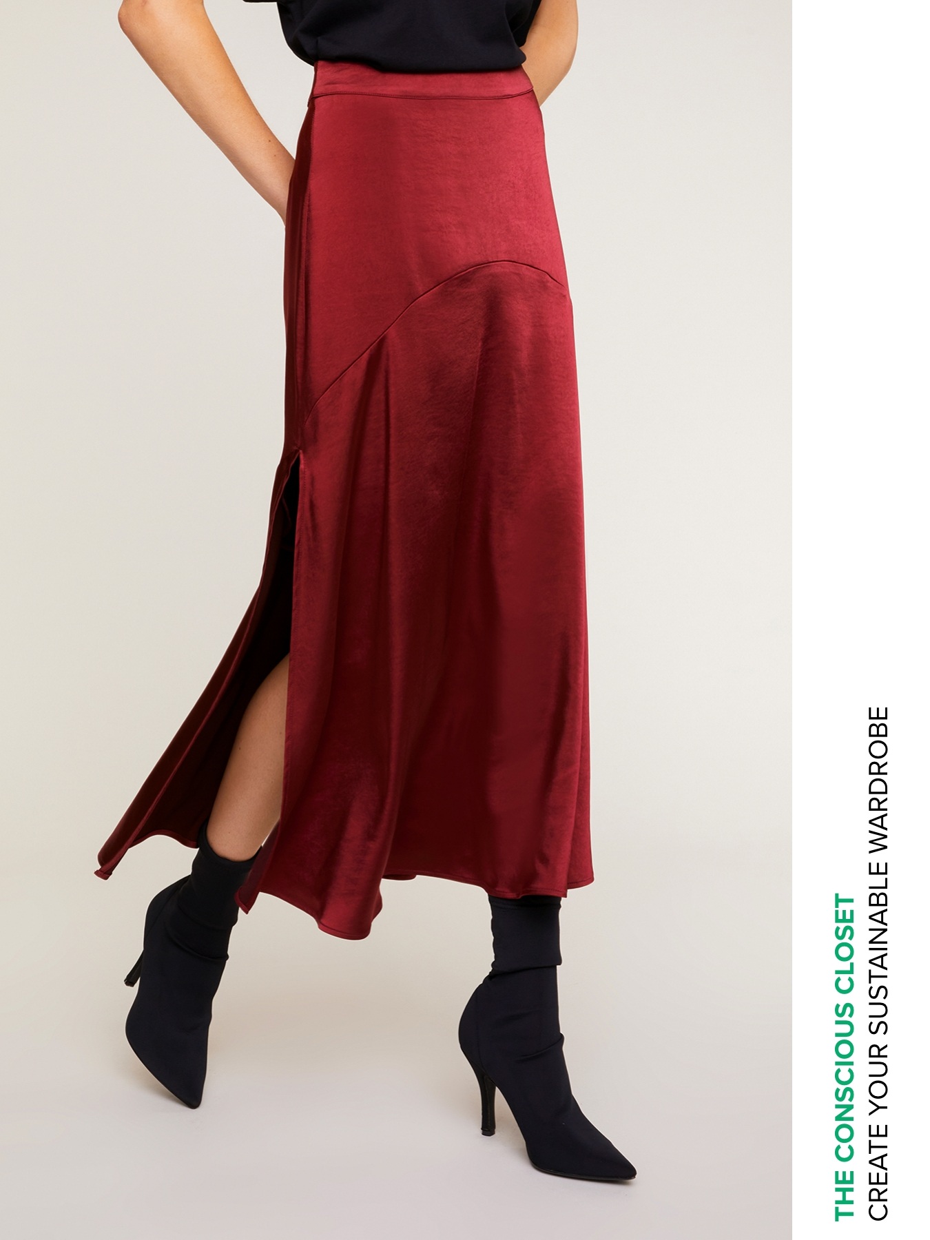 Heavy satin midi skirt image number 0