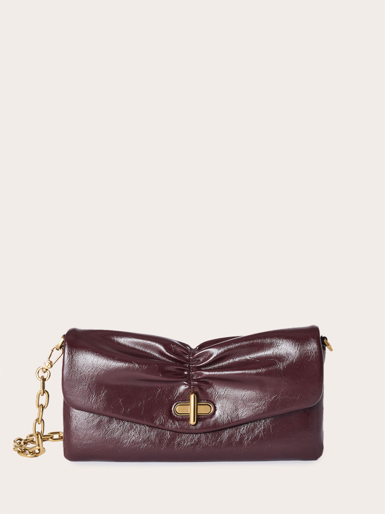 Flat clutch with draped flap and chain image number 0