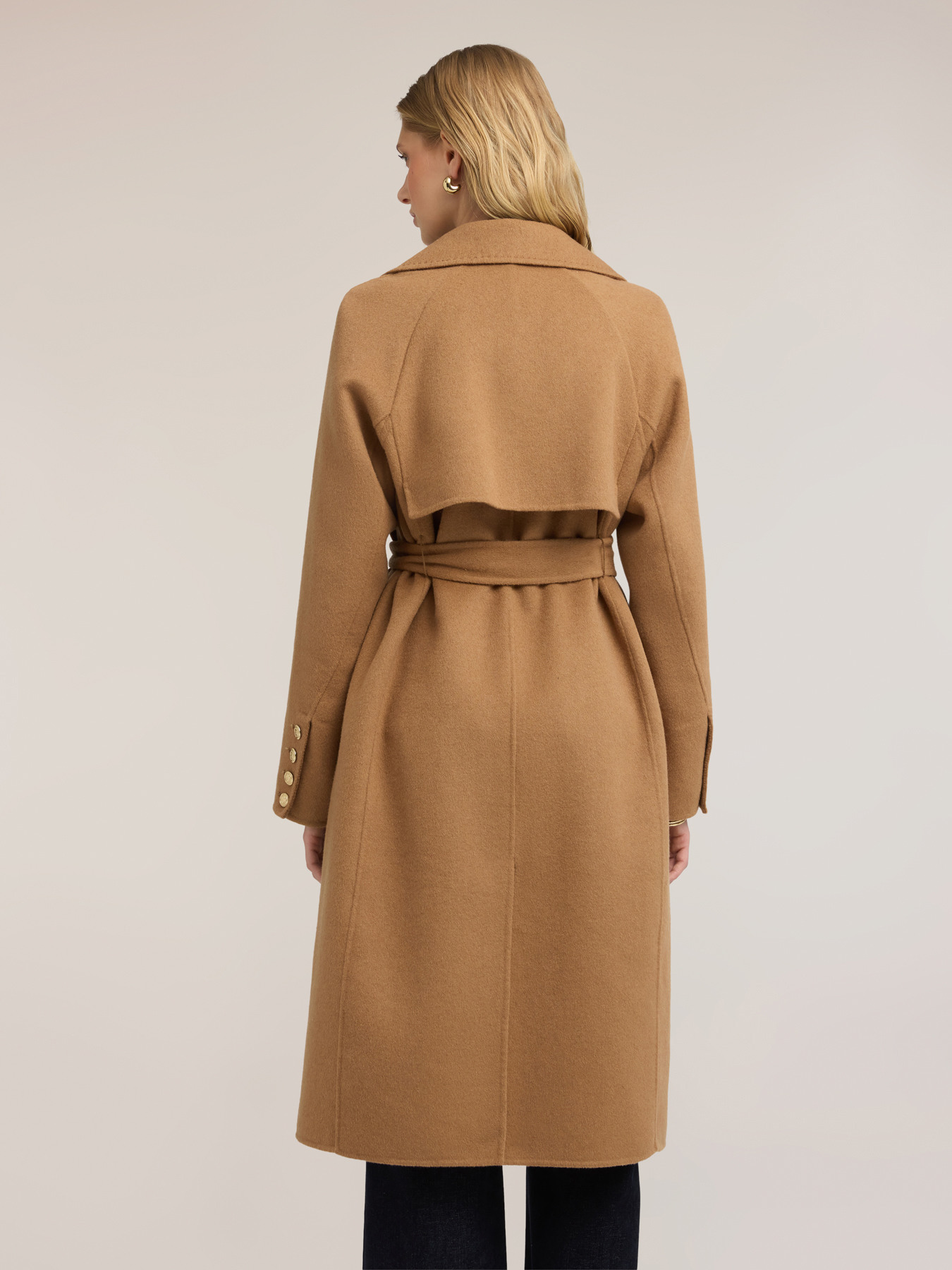 Double-breasted wool blend coat with belt image number 3