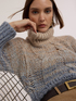Gemusterte Strickjacke mit Zopfmuster aus Wollmischung mit Farbverlauf image number 3