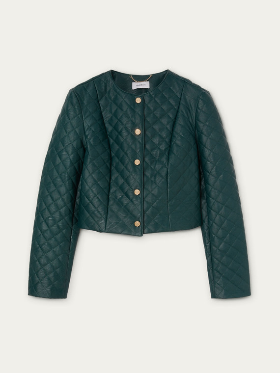 Quilted faux leather bolero jacket