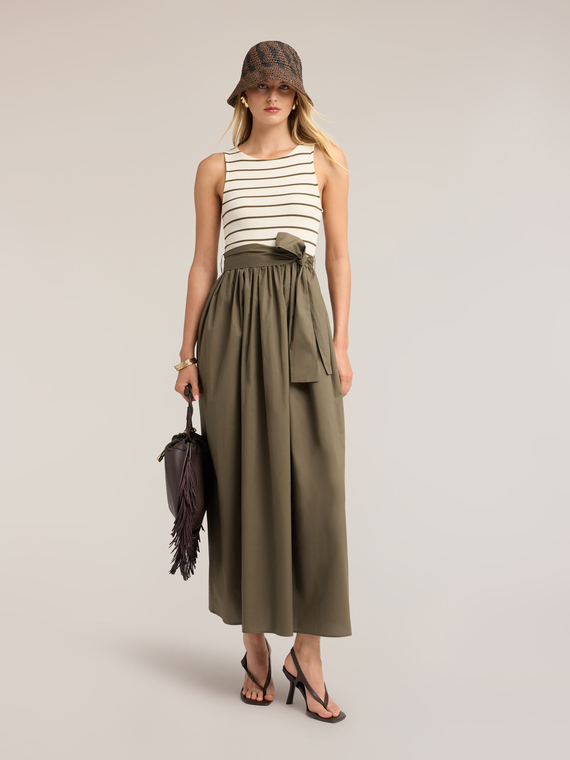 Dress with poplin skirt and striped top