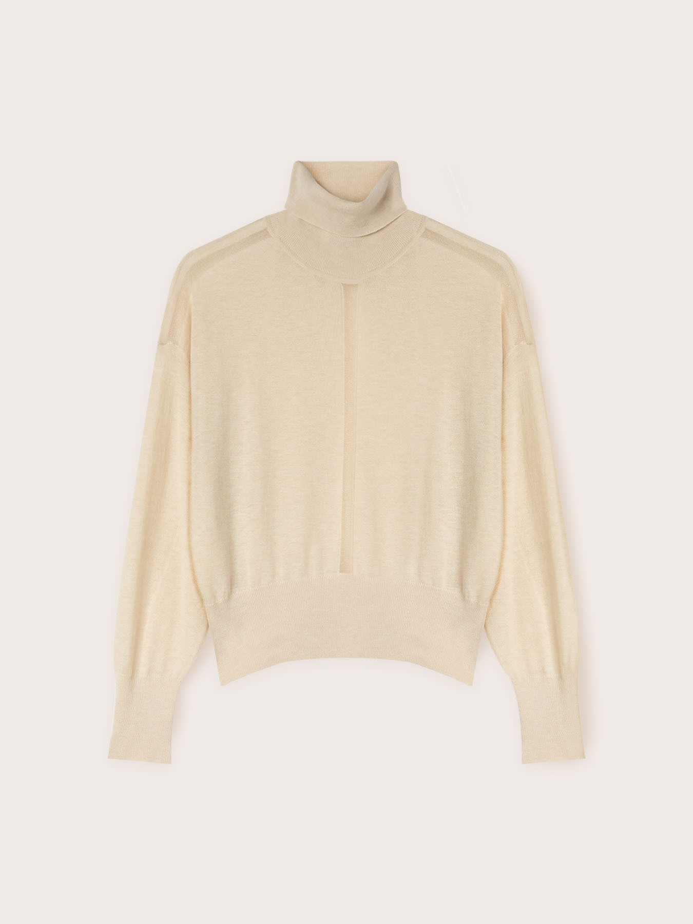 Jersey de cuello alto con inserto transparente image number 4