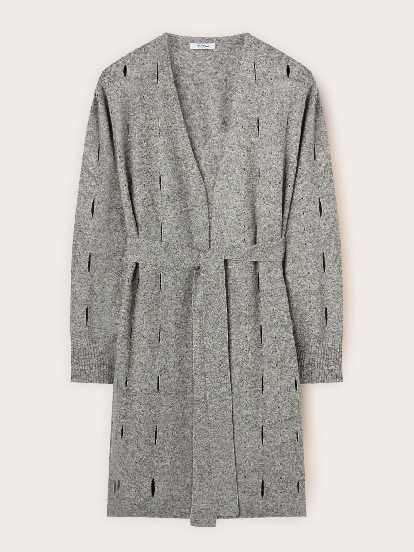 Cardigan long en maille avec travail ajouré image number 4