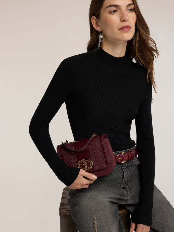 Sac bandouli&egrave;re en tissu avec inserts &agrave; rayures