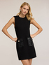 Sheath dress with applied pockets in coated fabric image number 3