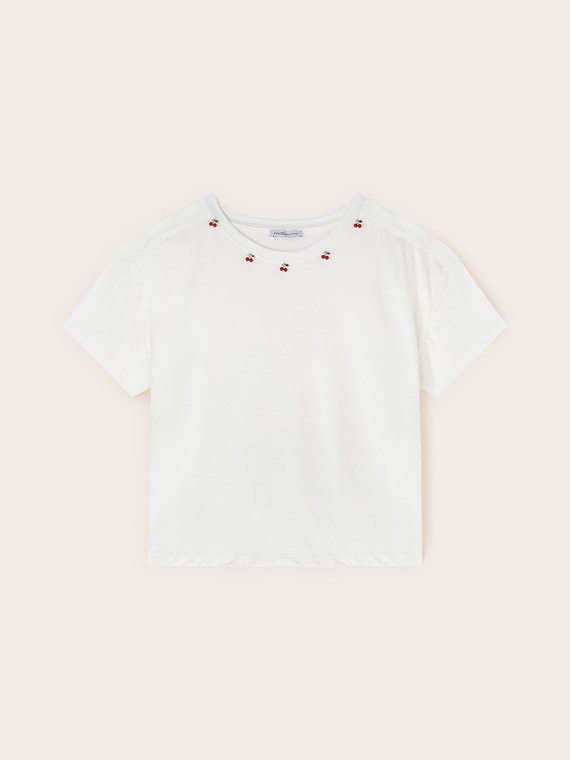 T-shirt with cherry embroidery