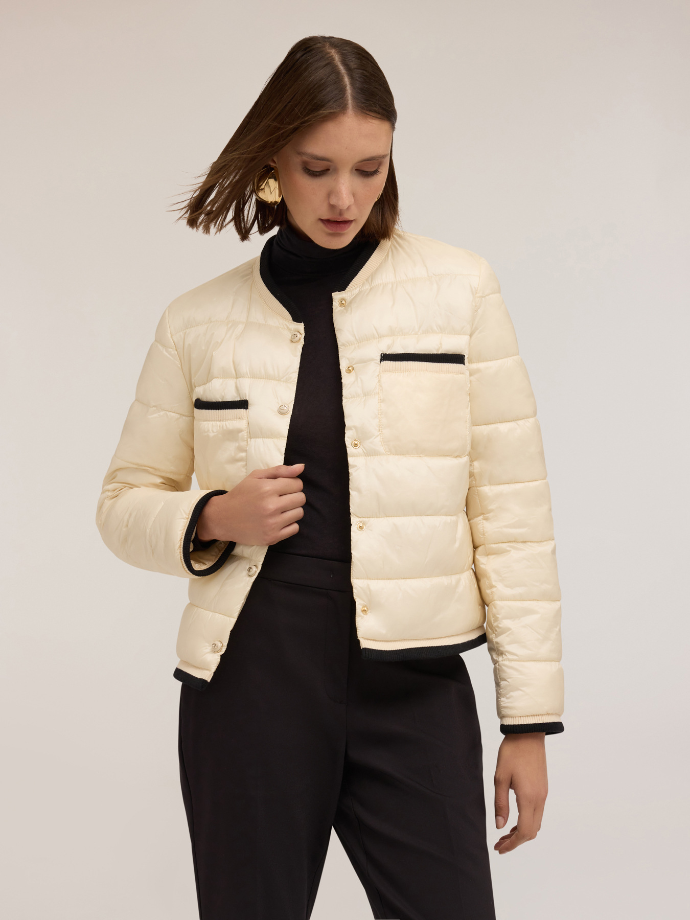 Padded puffer jacket with contrasting trim image number 0
