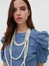 Long multi-strand necklace with pearls image number 2