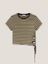 Short striped T-shirt with cut-out motif image number 3