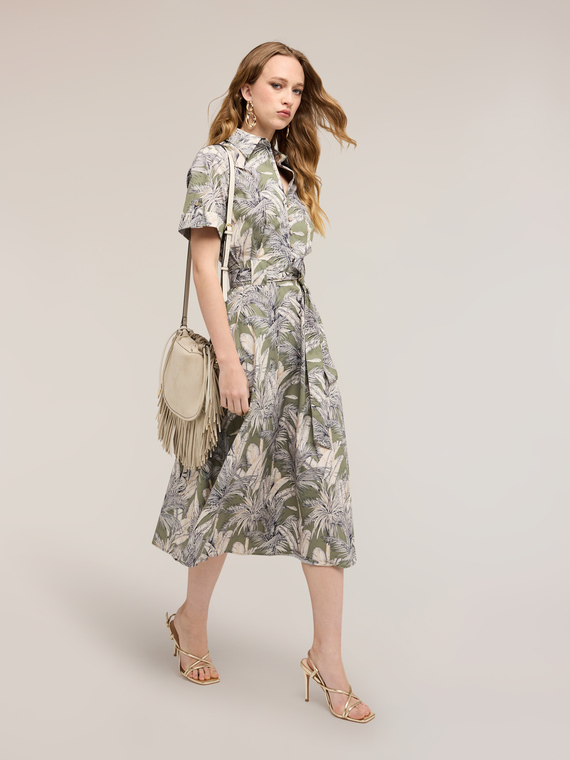 Poplin shirtdress with print