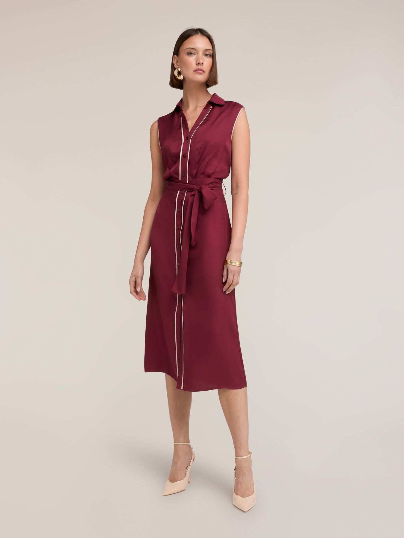 Belted twill shirtdress image number 0