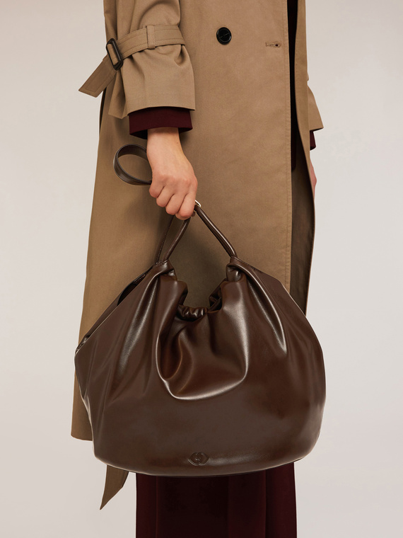 Curly tote bag in coated fabric