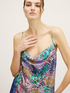 Jungle pattern embroidered draped top image number 2
