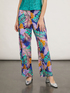 Flowing wide-leg trousers with jungle pattern image number 0