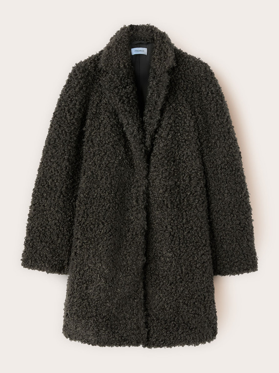 Oversized boucl&eacute; wool coat