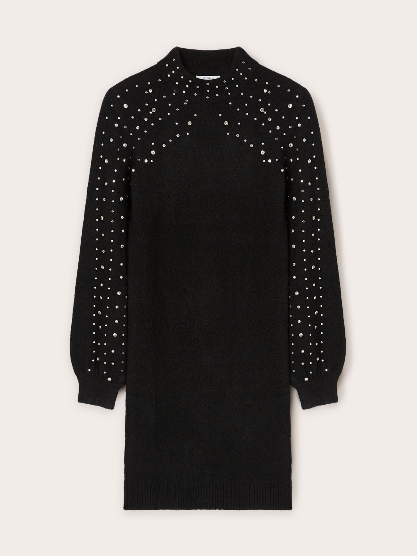 Vestido de punto con piedras bordadas image number 4