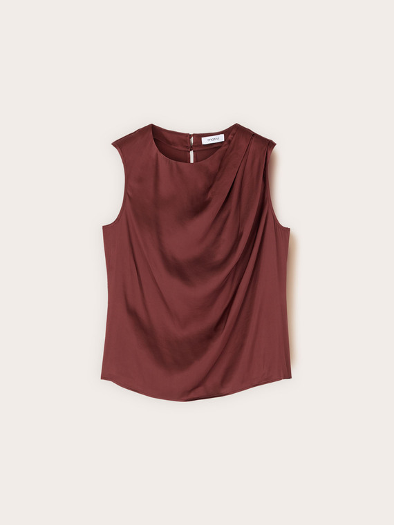 Satin top with asymmetric draping