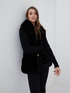Faux fur winter jacket with knitted sleeves image number 0