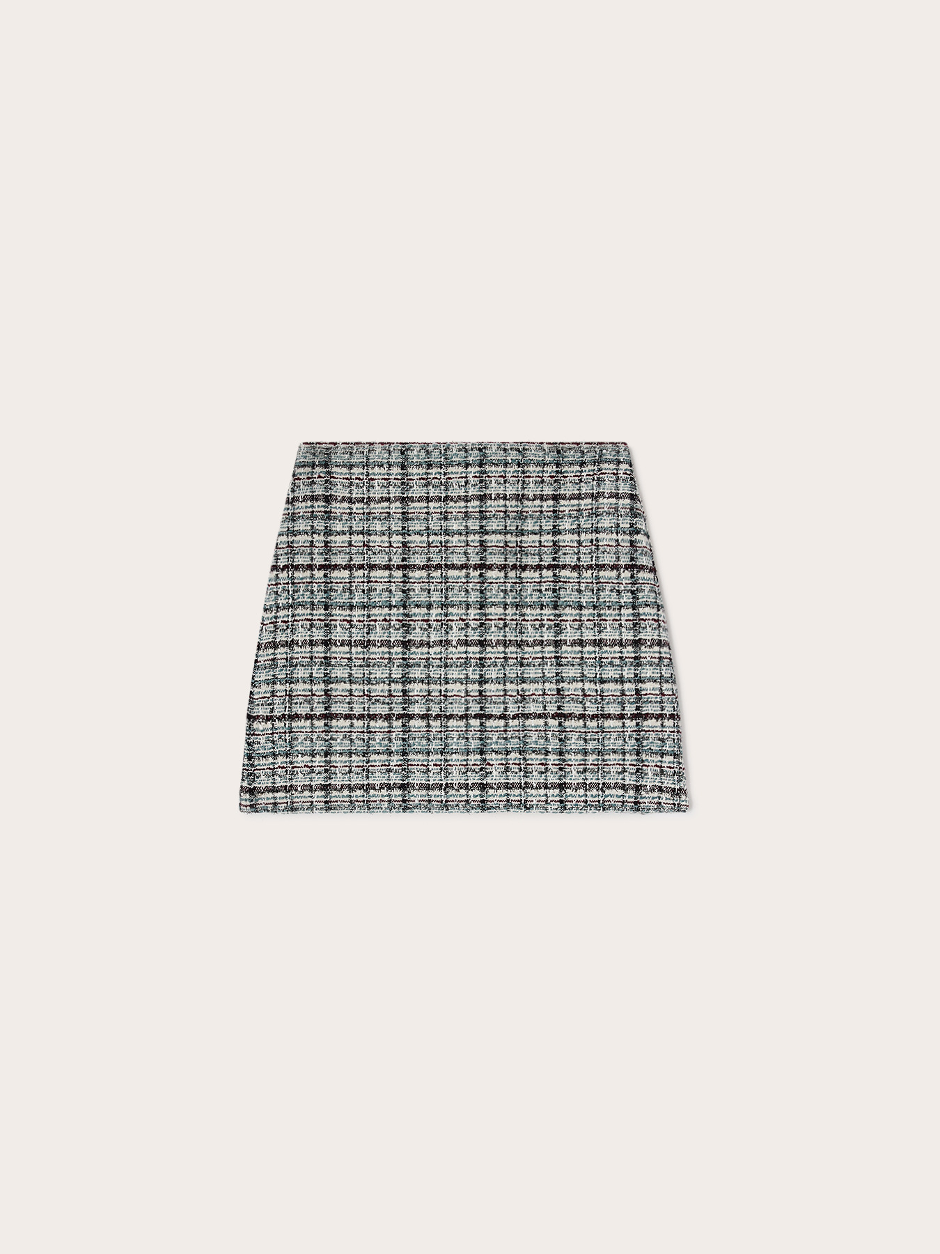 Mini-jupe en tweed &agrave; motif check image number 4