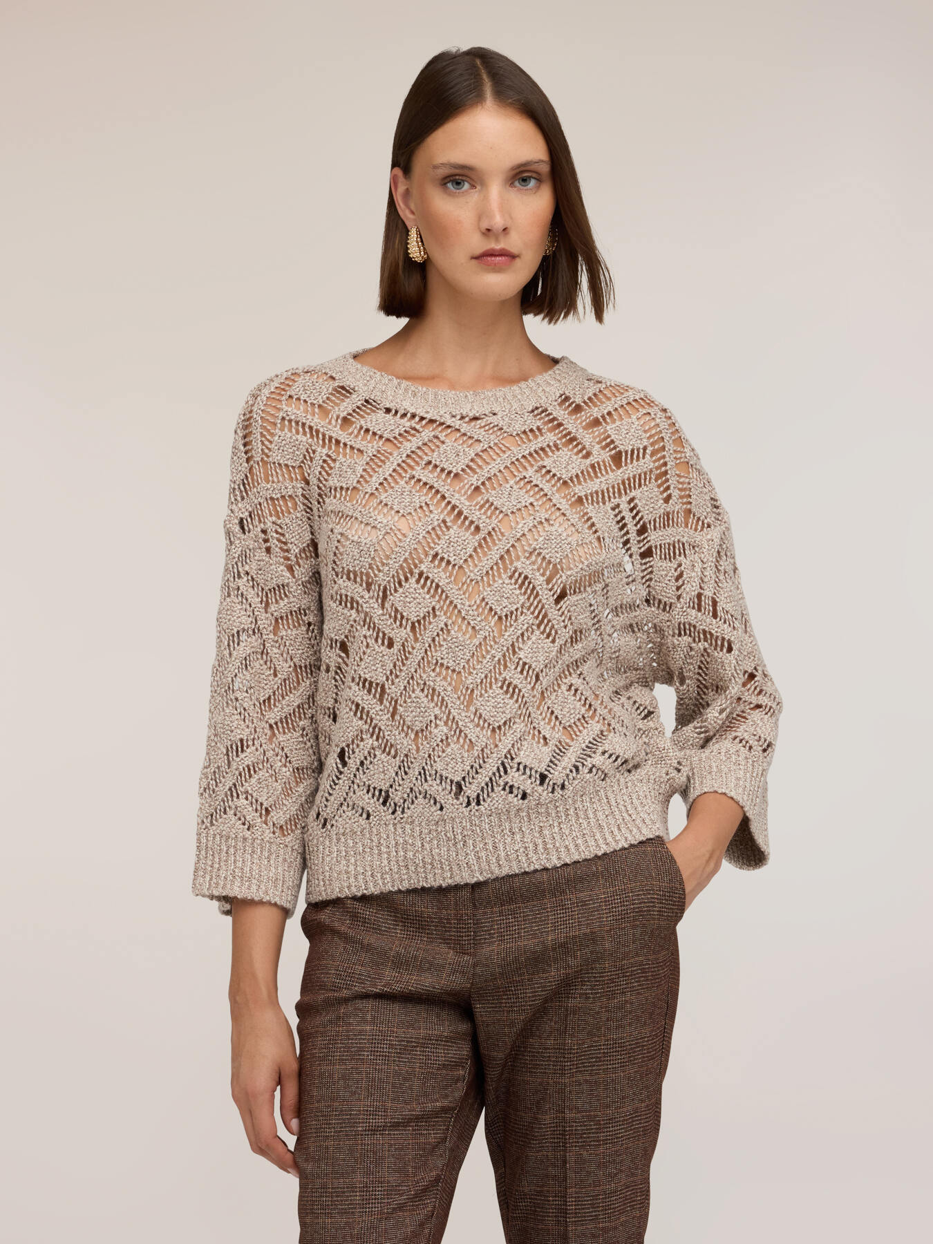 Ajour&eacute; mixed wool knitwear image number 0