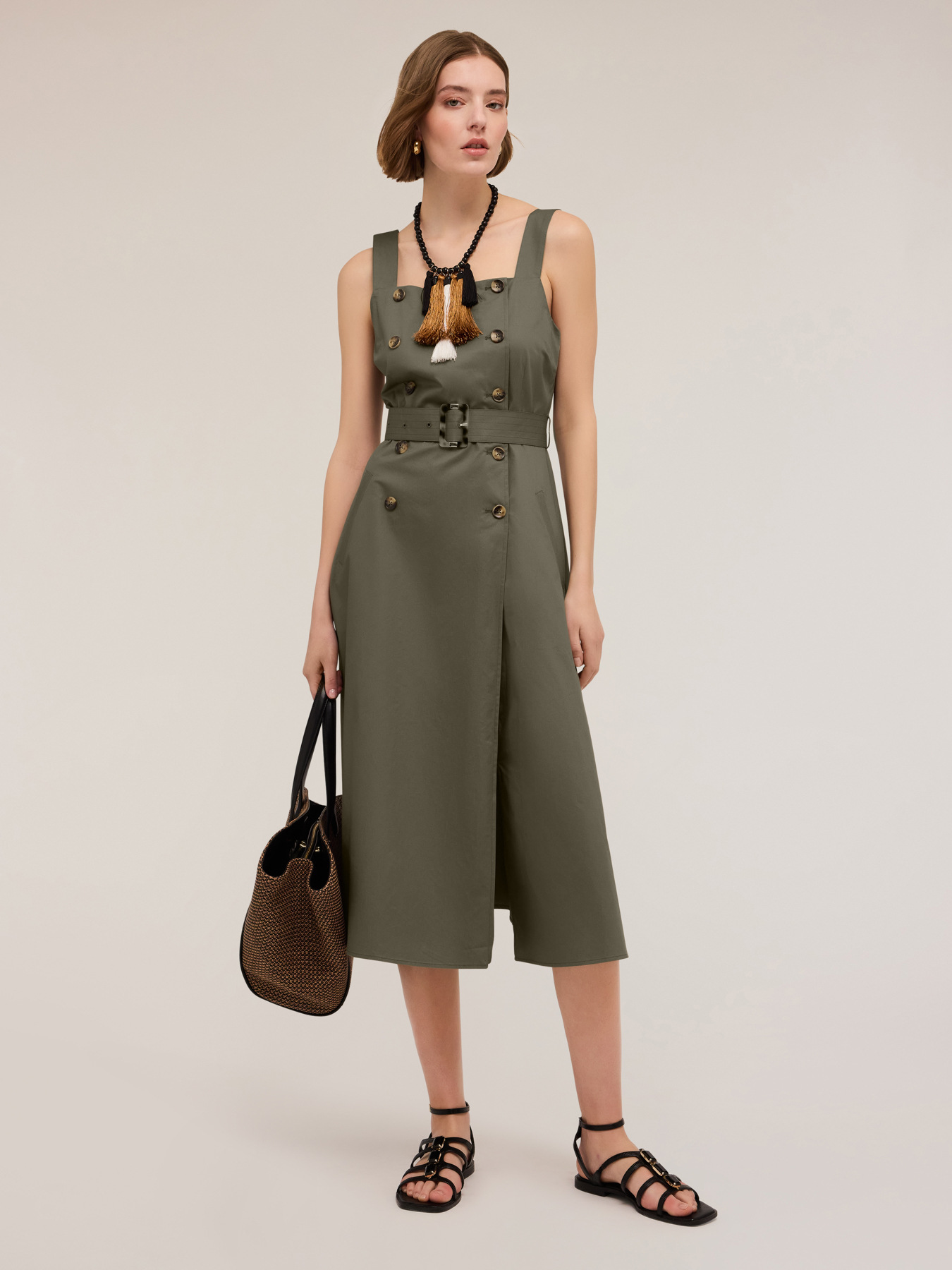 Dress with buttons in coton image number 0