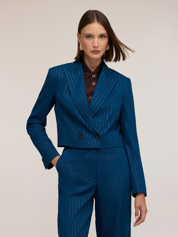 Blazer spencer doppiopetto gessato lurex