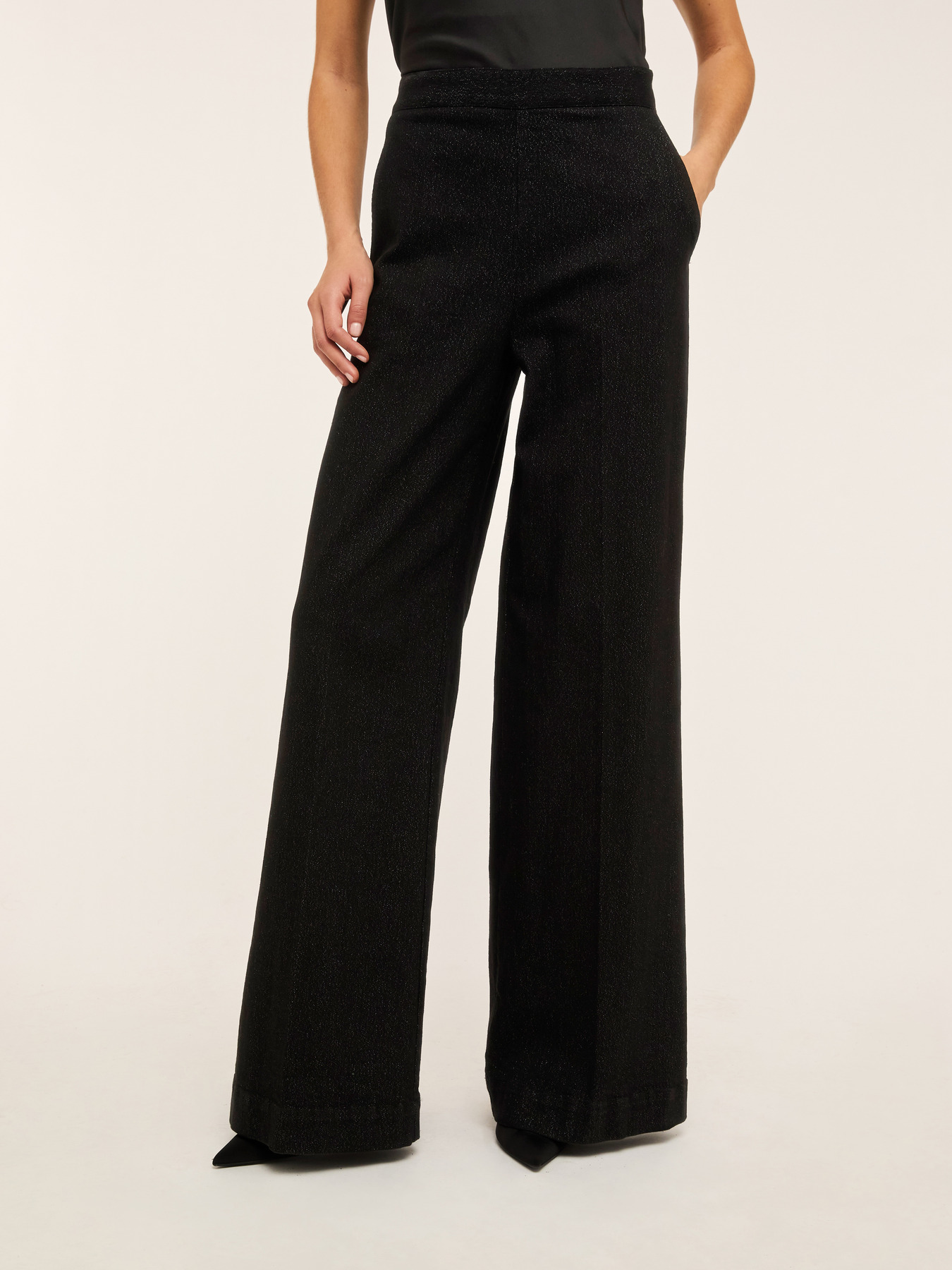 Lurex blend palazzo jeans image number 0