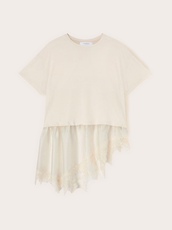 T-shirt with lace insert