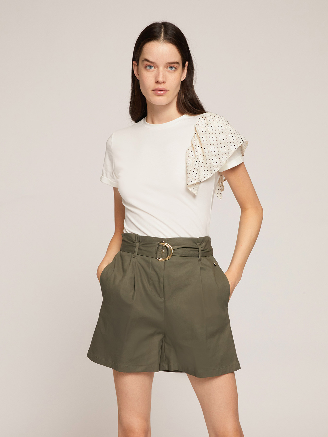 T-shirt con rouches fantasia a pois - Motivi.com