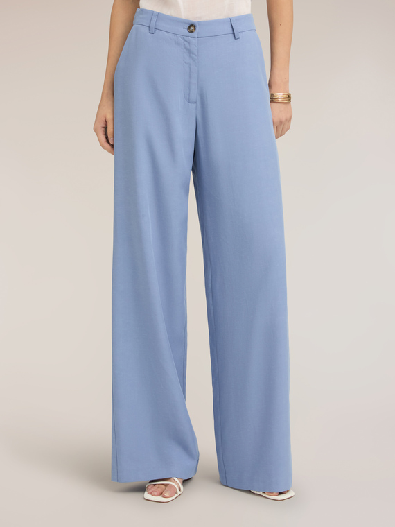 Wide-leg trousers in linen blend