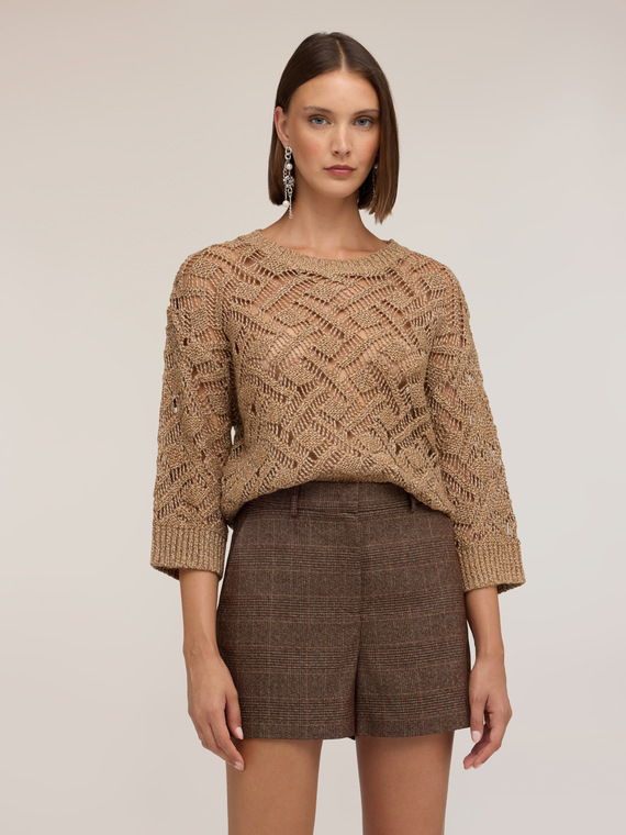 Ajour&eacute; mixed wool knitwear