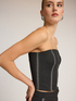 Haut corset en toile m&eacute;lange laine avec empi&egrave;cements image number 0