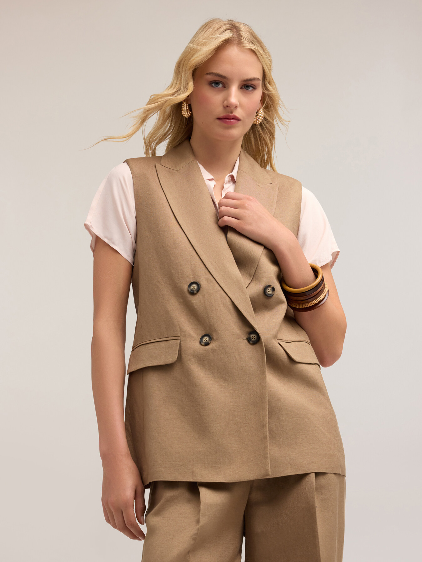 Gilet over misto lino image number 3
