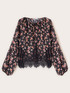 Georgette blouse with floral print and lace image number 4