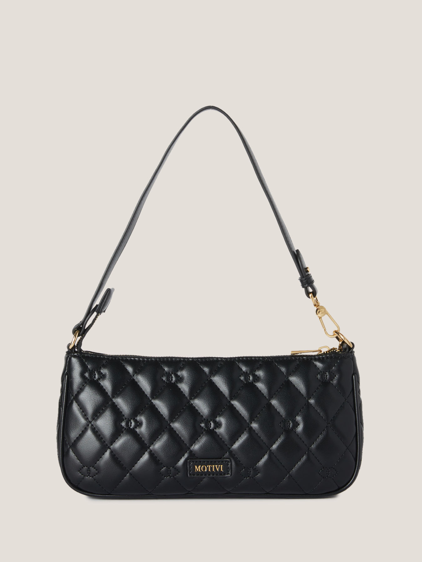 Borsa Baguette piatta in tessuto spalmato trapuntata image number 1