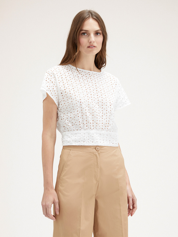 Broderie anglaise blouse with back bow