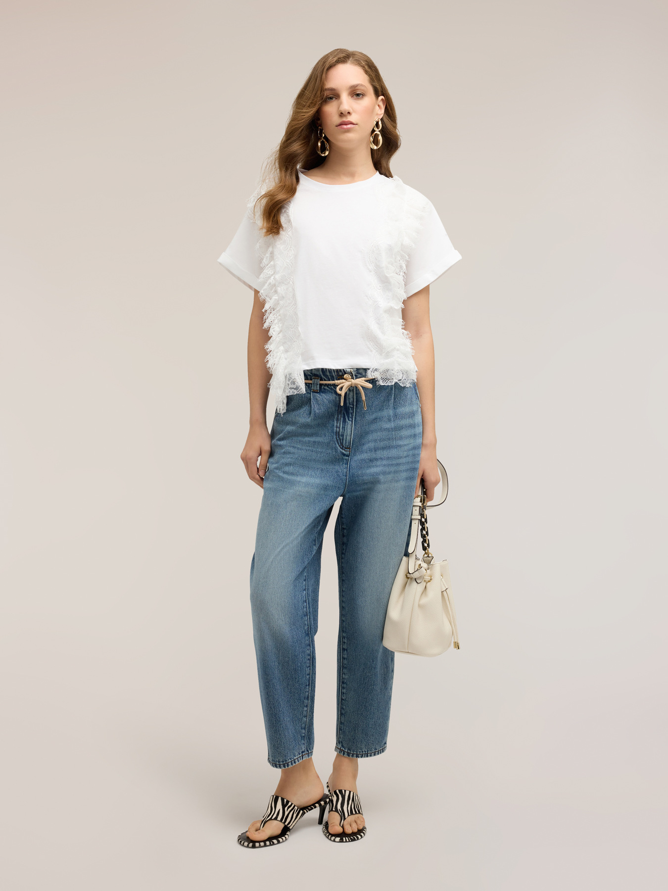 T-shirt with lace inserts image number 2