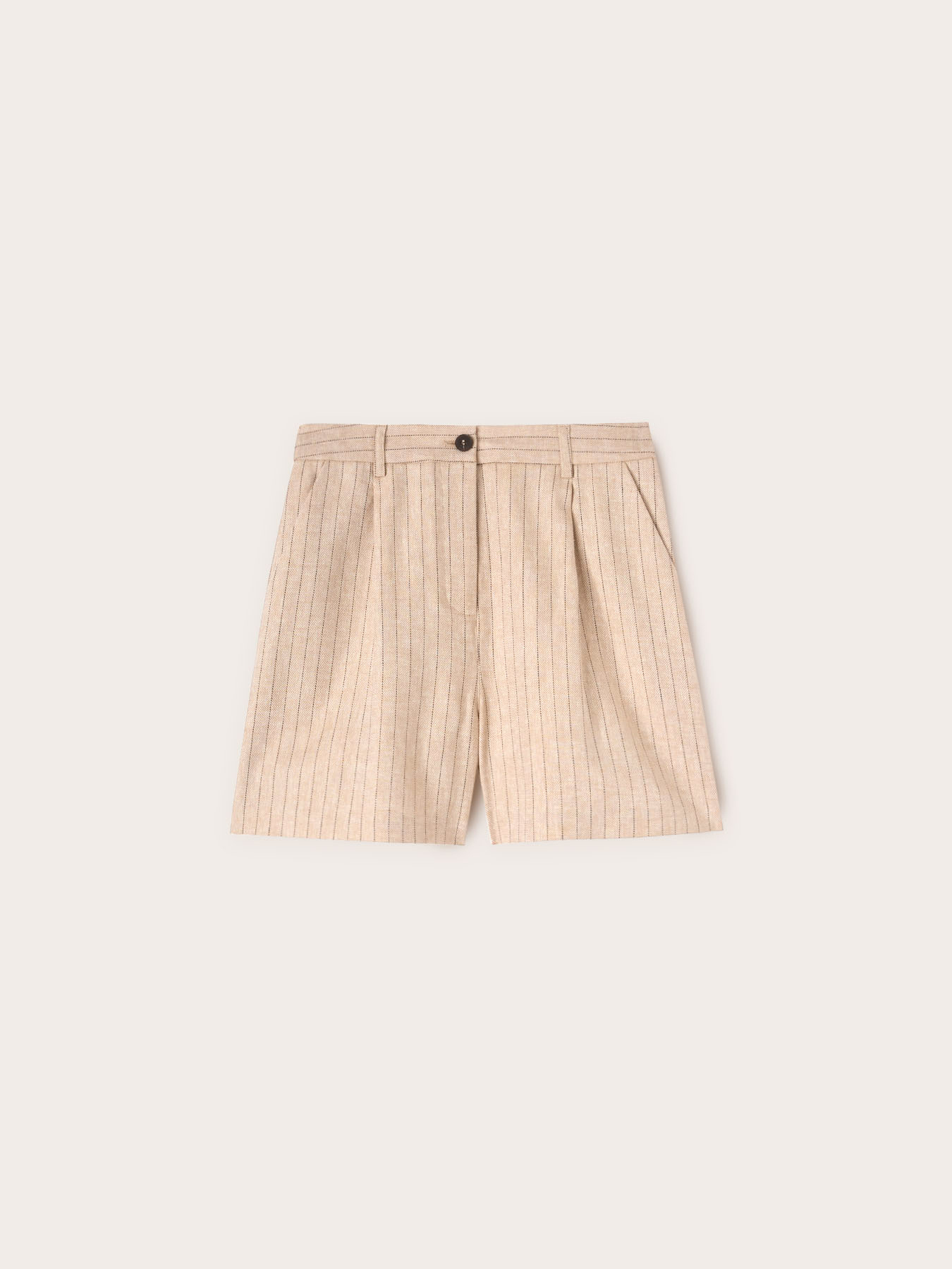 Shorts in tessuto gessato misto lino image number 4