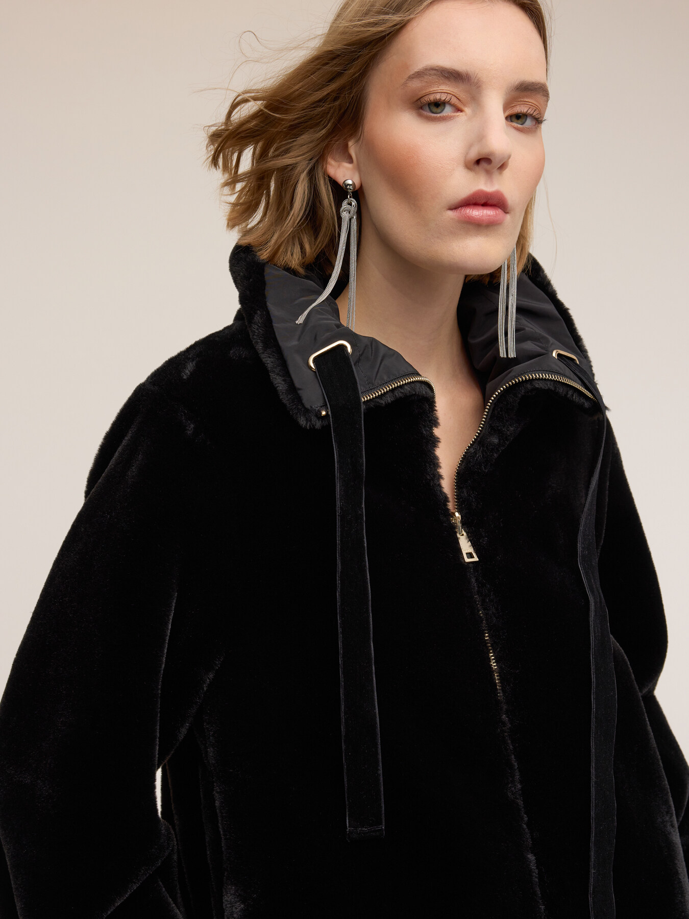 Reversible plush effect coat image number 3