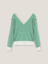 Striped sweater with rear placket image number 3