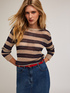 Maglia a righe in filato con micro paillettes image number 0